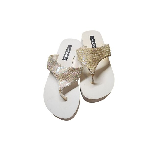 Joe Boxer Platform Flip Flops With Sequin Strap & Cushioned Sole Womens Size 8 - Picture 1 of 5